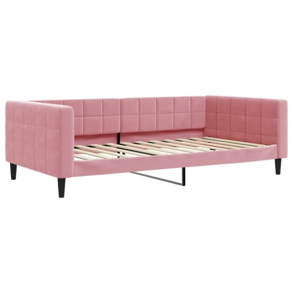 vidaXL daybed med udtræk og skuffer 100x200 cm velour lyserød