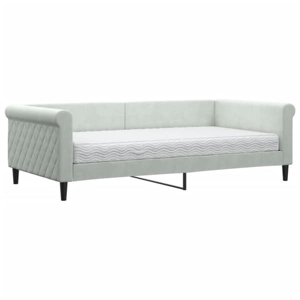 vidaXL Dagbädd med madrass ljusgrå 100x200 cm sammet