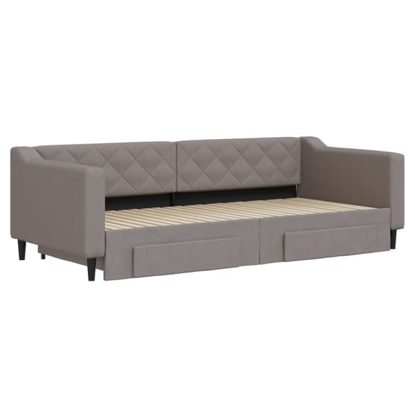 vidaXL Dagbädd utdragbar med lådor taupe 90x200 cm tyg
