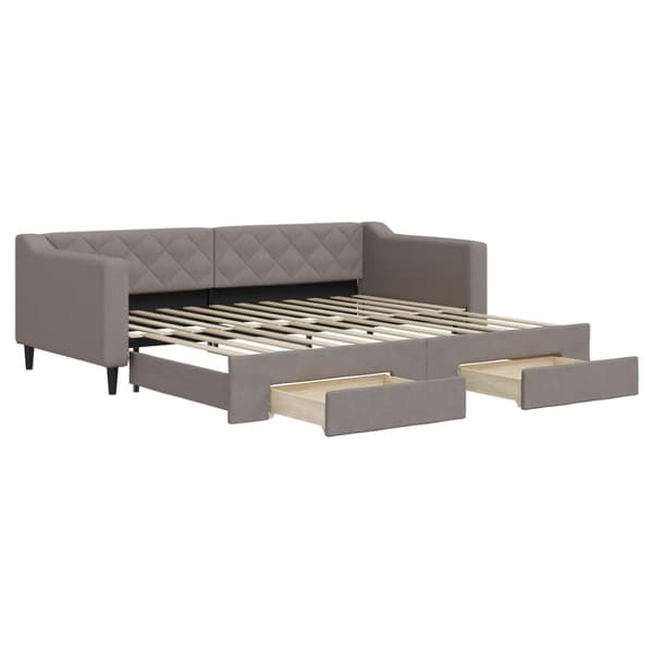 vidaXL Dagbädd utdragbar med lådor taupe 90x200 cm tyg