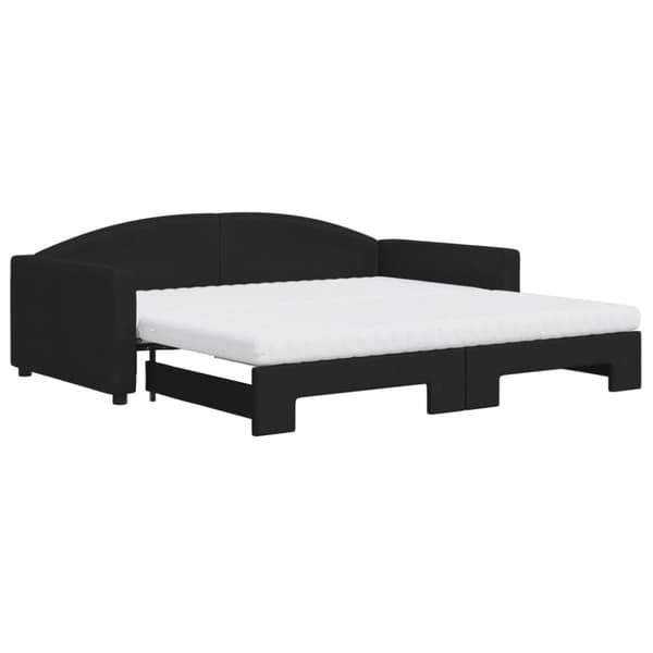 vidaXL Dagbädd med extrabädd och madrasser svart 100x200 cm tyg