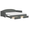 Miniatyrbillede 3 af 11: vidaXL daybed med udtræk og skuffer 90x190 cm stof mørkegrå