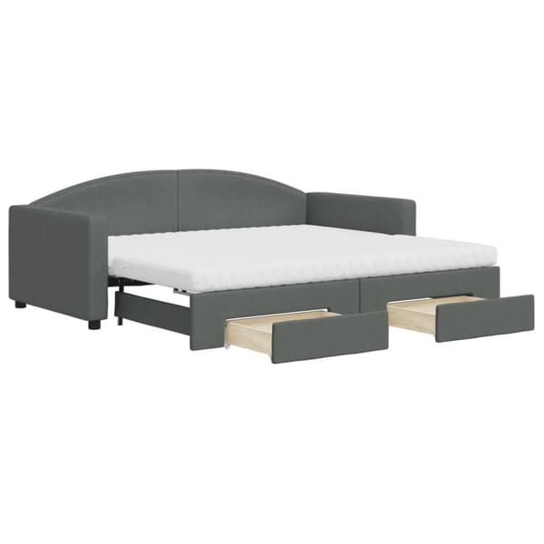 vidaXL daybed med udtræk og skuffer 90x190 cm stof mørkegrå