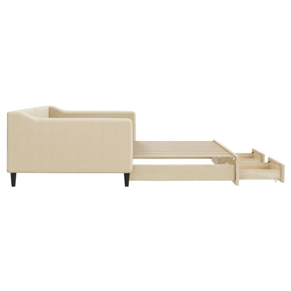 vidaXL daybed med udtræk og skuffer 100x200 cm stof cremefarvet