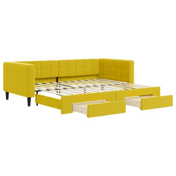 vidaXL Dagbädd utdragbar med lådor gul 90x200 cm sammet