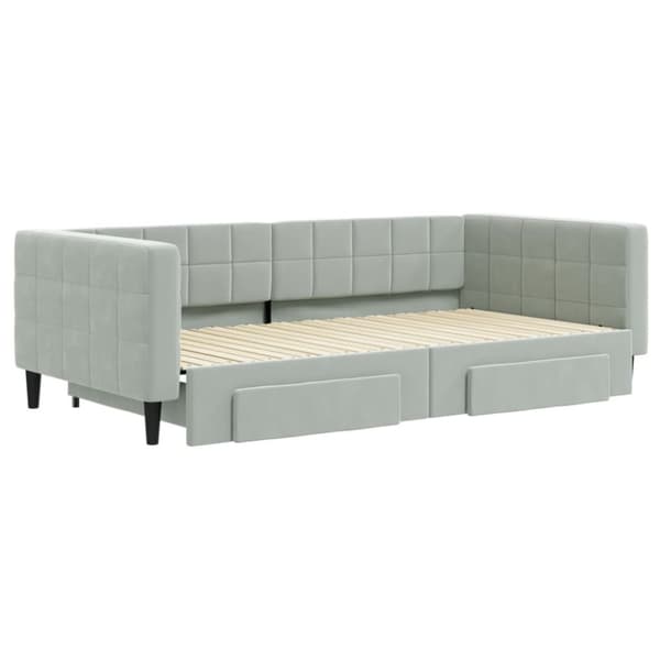 vidaXL Dagbädd utdragbar med lådor ljusgrå 100x200 cm sammet