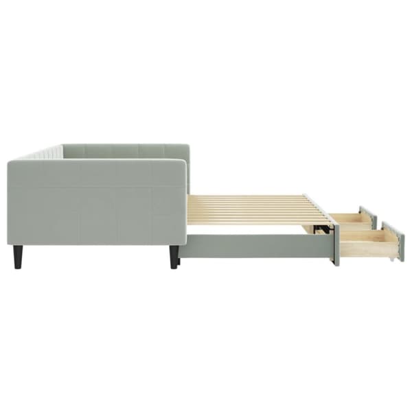 vidaXL Dagbädd utdragbar med lådor ljusgrå 100x200 cm sammet