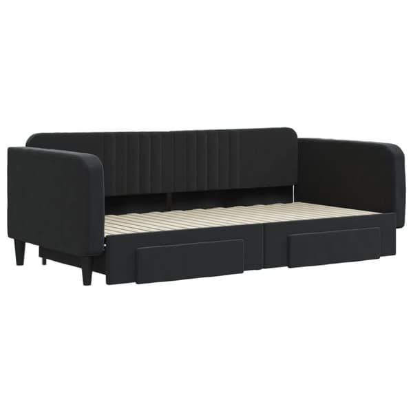 vidaXL daybed med udtræk og skuffer 100x200 cm velour sort
