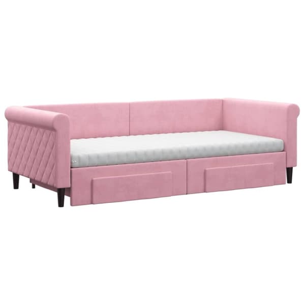 vidaXL Dagbädd utdragbar med lådor rosa 90x200 cm sammet
