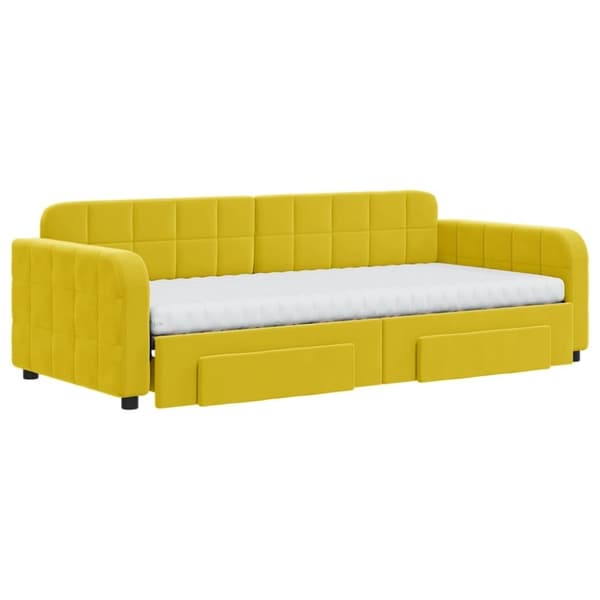 vidaXL Dagbädd utdragbar med lådor gul 90x200 cm sammet