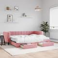 Miniatyrbillede 1 af 11: vidaXL daybed med udtræk og skuffer 80x200 cm velour lyserød