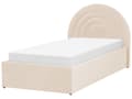 Miniatyrbillede 4 af 11: Seng med opbevaringsboks beige velour 90 x 200 cm med ramme minimalistisk design opbevaringsplads