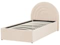 Miniatyrbillede 5 af 11: Seng med opbevaringsboks beige velour 90 x 200 cm med ramme minimalistisk design opbevaringsplads