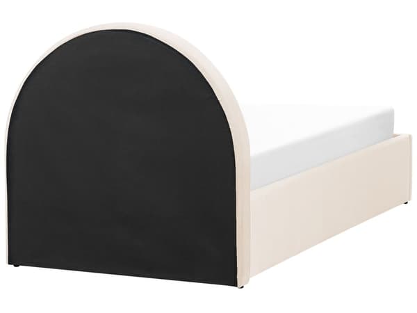Seng med opbevaringsboks beige velour 90 x 200 cm med ramme minimalistisk design opbevaringsplads