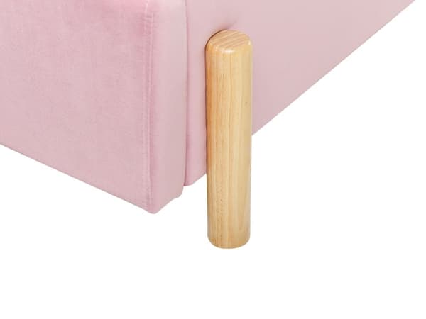Polstret pink velourseng 90 x 200 cm med ramme minimalistisk design soveværelse børneværelse