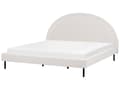 Miniatyrbillede 4 af 11: Hvid boucle polyester seng 180 x 200 cm med ramme polstret halvrund hovedgærde minimalistisk design soveværelse