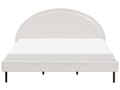 Miniatyrbillede 5 af 11: Hvid boucle polyester seng 180 x 200 cm med ramme polstret halvrund hovedgærde minimalistisk design soveværelse