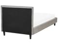 Miniatyrbillede 6 af 10: Seng Lysegrå Mørkt Træ Polyester Fyrretræ 160x200 cm Moderne Skandinavisk Design Senge Grå Dobbeltseng Stofbetræk Nyt Soveværelse Gæsteværelse
