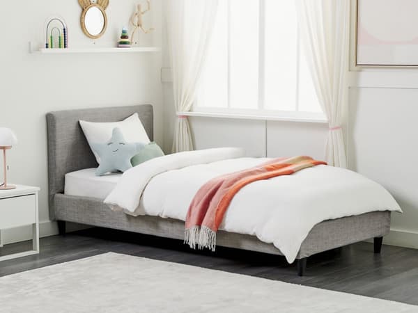 Seng Lysegrå Mørkt Træ Polyester Fyrretræ 160x200 cm Moderne Skandinavisk Design Senge Grå Dobbeltseng Stofbetræk Nyt Soveværelse Gæsteværelse