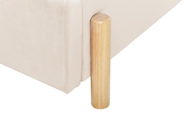 Polstret seng beige velour 90 x 200 cm med ramme minimalistisk design soveværelse børneværelse