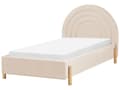 Miniatyrbillede 1 af 11: Polstret seng beige velour 90 x 200 cm med ramme minimalistisk design soveværelse børneværelse
