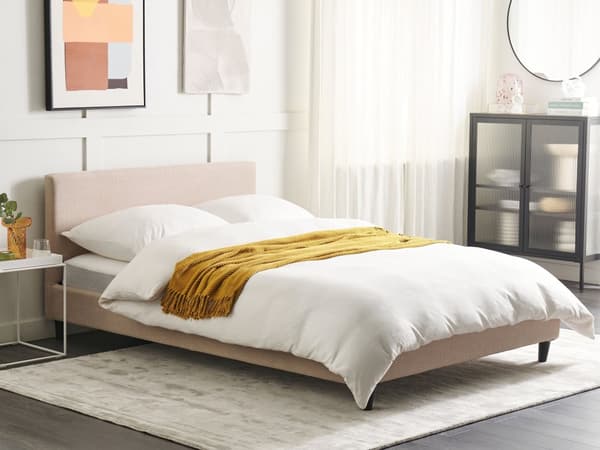 Seng Beige Stof 140 x 200 cm Moderne Trekvart Seng Halvandenmands 3 kvart Seng Design