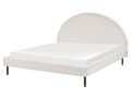Miniatyrbillede 4 af 11: Hvid boucle polyester seng 160 x 200 cm med ramme polstret halvrund hovedgærde minimalistisk design soveværelse