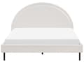 Miniatyrbillede 5 af 11: Hvid boucle polyester seng 160 x 200 cm med ramme polstret halvrund hovedgærde minimalistisk design soveværelse