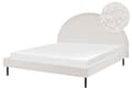Miniatyrbillede 1 af 11: Hvid boucle polyester seng 160 x 200 cm med ramme polstret halvrund hovedgærde minimalistisk design soveværelse