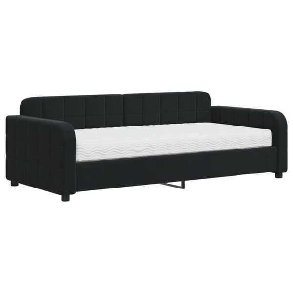 vidaXL Dagbädd med madrass svart 90x190 cm sammet