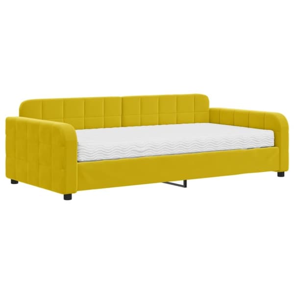vidaXL Dagbädd med madrass gul 100x200 cm sammet