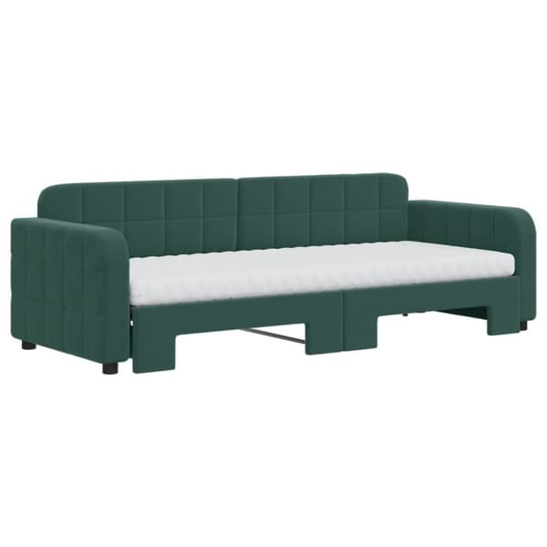 vidaXL Dagbädd utdragbar med madrasser mörkgrön 80x200 cm sammet