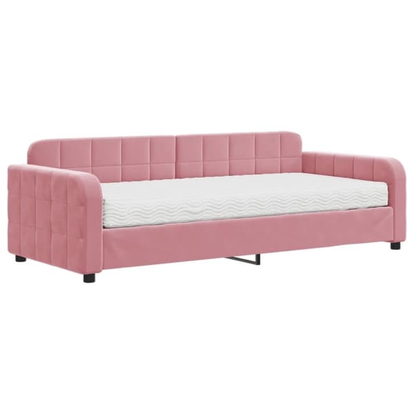 vidaXL Dagbädd med madrass rosa 90x200 cm sammet