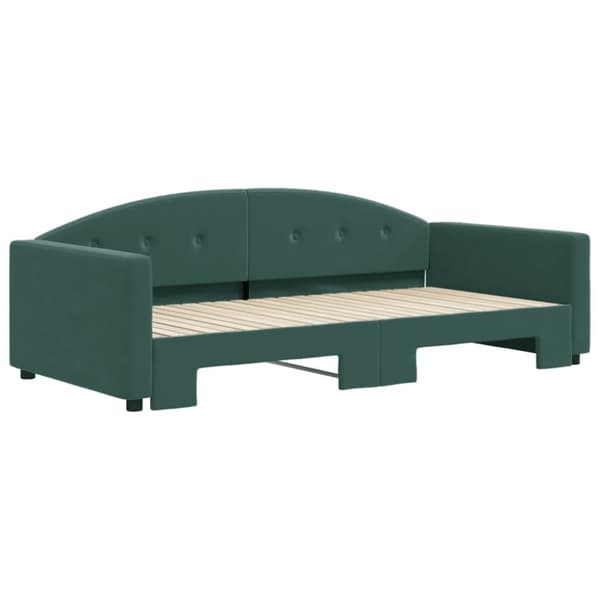 vidaXL Dagbädd utdragbar mörkgrön 100x200 cm sammet