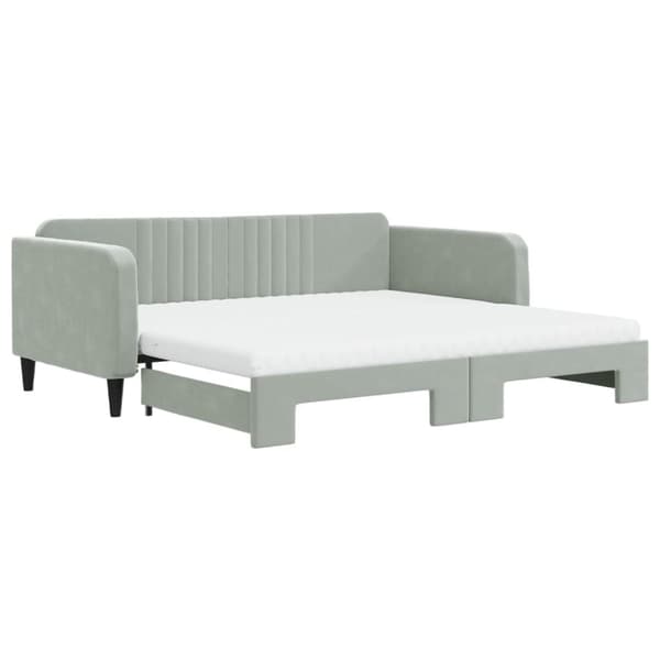vidaXL Dagbädd utdragbar och madrasser ljusgrå 100x200 cm sammet