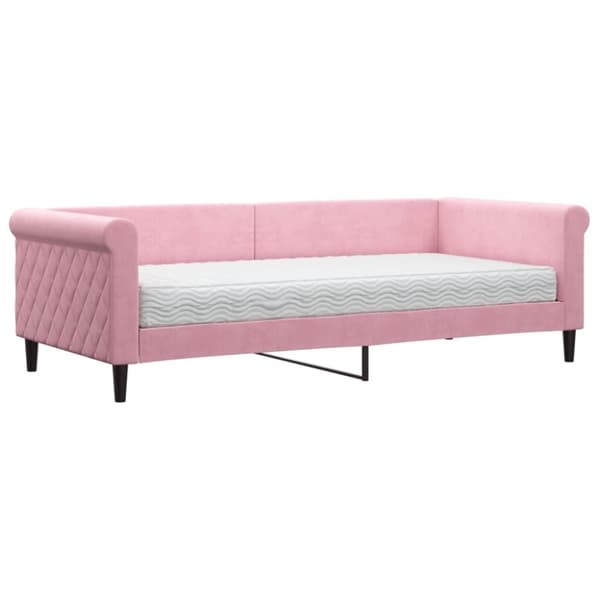 vidaXL Dagbädd med madrass rosa 90x200 cm sammet
