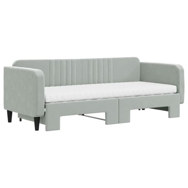 vidaXL Dagbädd utdragbar med madrasser ljusgrå 80x200 cm sammet