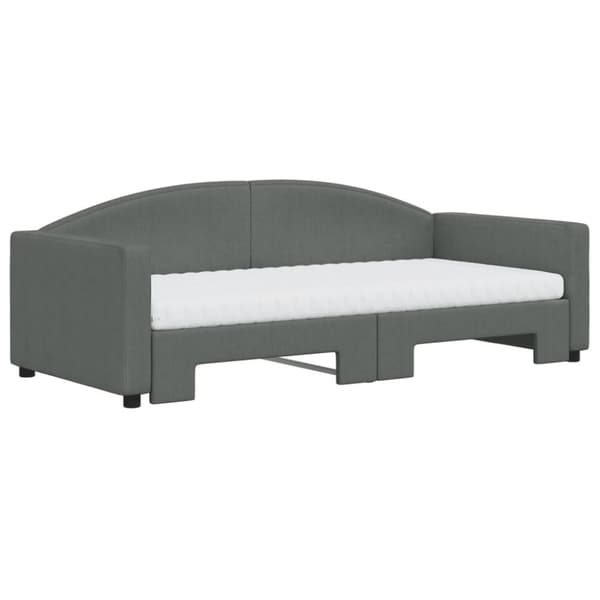 vidaXL Dagbädd med extrabädd och madrasser mörkgrå 90x190 cm tyg