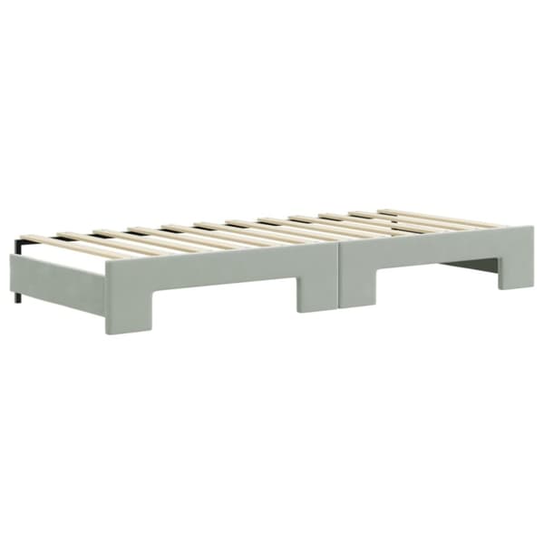 vidaXL Dagbädd utdragbar med madrasser ljusgrå 90x200 cm sammet