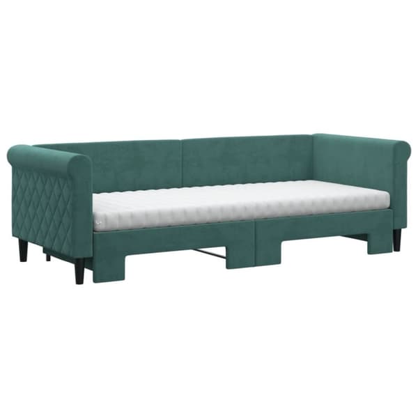 vidaXL Dagbädd utdragbar med madrasser mörkgrön 80x200 cm sammet