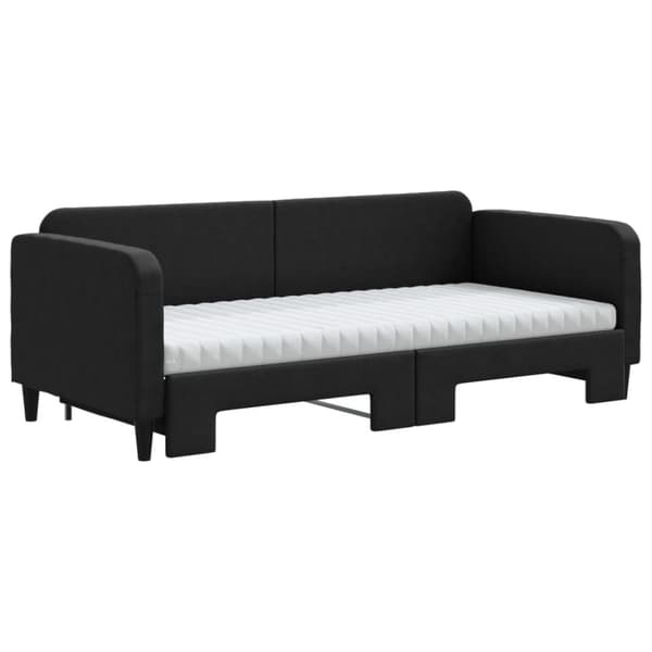 vidaXL Dagbädd med extrabädd och madrasser svart 90x190 cm tyg
