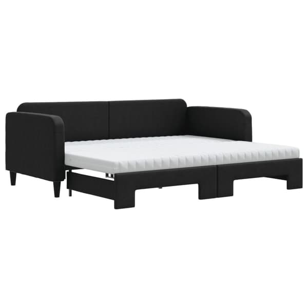 vidaXL Dagbädd med extrabädd och madrasser svart 90x190 cm tyg