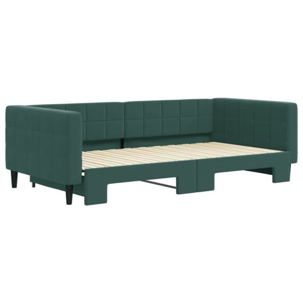 vidaXL Dagbädd utdragbar mörkgrön 100x200 cm sammet