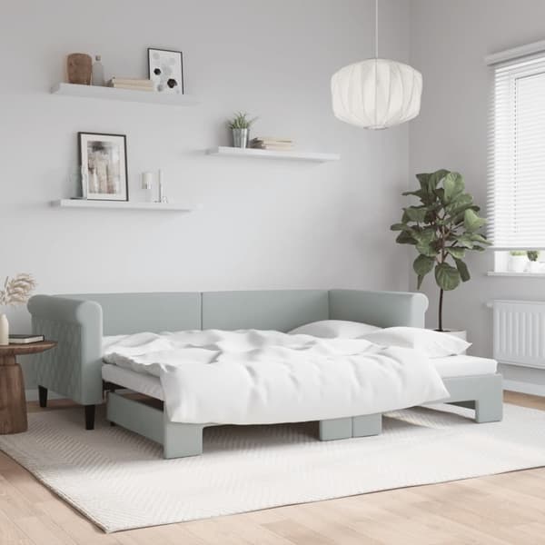 vidaXL Dagbädd utdragbar ljusgrå 90x200 cm sammet