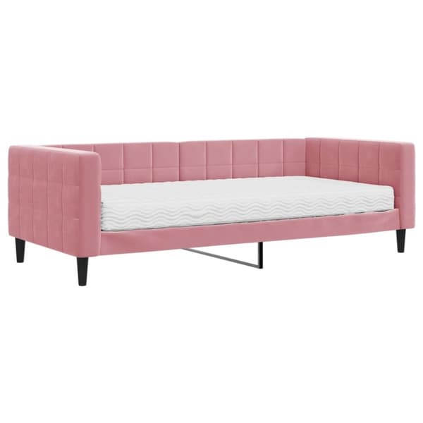 vidaXL Dagbädd med madrass rosa 90x200 cm sammet