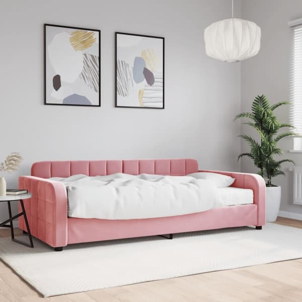 vidaXL Dagbädd med madrass rosa 100x200 cm sammet