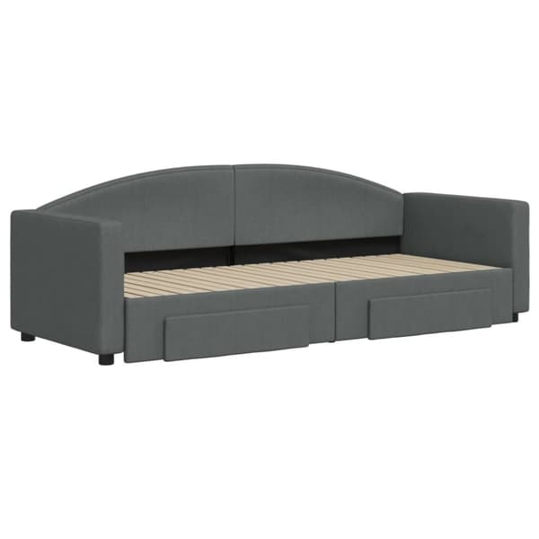 vidaXL Dagbädd utdragbar med lådor mörkgrå 80x200 cm tyg