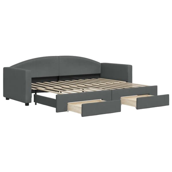 vidaXL Dagbädd utdragbar med lådor mörkgrå 80x200 cm tyg