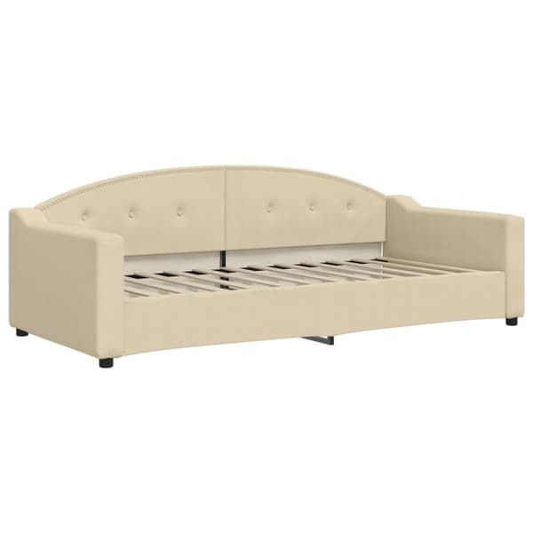 vidaXL Dagbädd utdragbar med lådor gräddvit 90x200 cm tyg