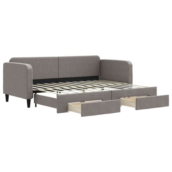 vidaXL Dagbädd utdragbar med lådor taupe 80x200 cm tyg